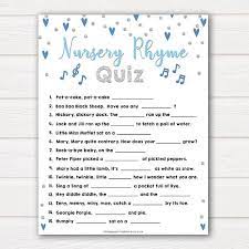 Baby Nursery Rhyme Quiz Game Printable Baby Shower Games Etsy Baby Shower Songs Heart Baby Shower Nursery Rhymes Games