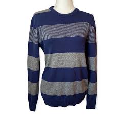 American Rag Sweaters American Rag Mens Blue And Gray Striped Sweater Poshmark