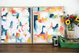You can make an abstract painting by dripping, taping lines, or layering with paint. Diy Abstract Art Our Best Tips And A Freebie The Handmade Home