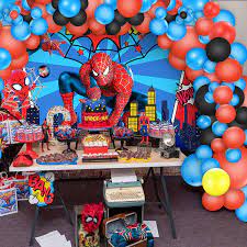 An assortment of spider man decorations and accessories will make your. Buy Spiderman Birthday Party Decorations 5 X 3 Ft Backdrop Banner Photography Background And 80 Pcs Latex Balloons Kit Superhero Theme Party Supplies For Indoor Outdoor Living Room Yard Online In Indonesia B08jtvc6vn