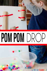 We found this pom toilet paper 45 rolls for only $26 online at sam's club. Simple Pom Pom Drop Activity Busy Toddler