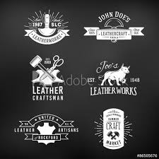 Set Of Vintage Craft Logo Designs Retro Genuine Leather Tool Craft Logo Retro Logo Design Logo Design