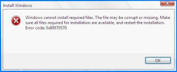 /f ).jika chkdsk tidak mengatasi masalah kalian, bisa dicoba langkah selanjutnya. Windows Cannot Install Required Files Error Code 0x80070570 How To Fix
