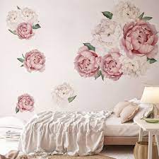 Shop floral themed wall stickers & home decor. Roses Peony Floral Wall Sticker Paper Decals Blush Pink And White Flowers Self Adhesive Wall Stickers Wall Mural Sale Banggood Com