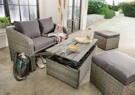 Dreams4home Balkon Set Philadelphia Ii Set Inkl Polster In Grau Geflecht In Grau Tisch Hohenverstellbar Gart Lounge Mobel Polyrattan Lounges Aussenmobel