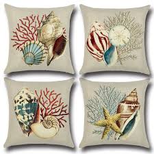 Sea shells bedding and nautical bedding bring seaside chic to any room. Amazon Com Onway Ocean Park Cotton Linen Theme Decorative Pillow Cover Case D 18 X 18 Square Shap Linen Pillow Cases Linen Throw Pillow Throw Cushion Covers