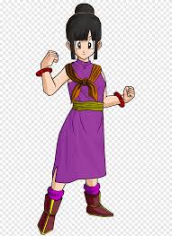 She was first introduced as a shy and fearful girl, but later, as she gets older, develops a very tomboyish, tough and fierce personality, which sometimes causes her to have anger outbursts. Chi Chi Goku Gohan Dragon Ball Krillin Goku Purple Child Png Pngegg