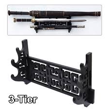 Buy desktop, tabletop and wall displays for your collectibles. 3 Tier Sword Holder Wall Mount Samurai Sword Display Stand Hanger Hollow Out Pattern For Katana Wakizashi And Standard Swords Walmart Com Walmart Com
