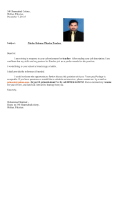 To apply for any government job either in usa, uk, india or pakistan you need to be talented and should have to write your cover letter in an effective manner so that the hiring staff might get attracted. Teacher Cv With Cover Letter 1