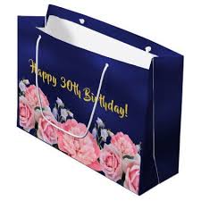 1st birthday,21st birthday, 40th birthday, 50th, 60th, 70th and even your 80th birthday. 30th Birthday Gift Bag Dark Blue With Pink Flowers Birthday Gifts Party Celebration Custom Gift Ideas D Birthday Gift Bags Birthday Gifts 80th Birthday Gifts