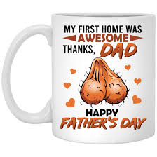 And whether it's valentine's day or a birthday, these funny coffee mugs are sure to put a smile on everyone's faces. Funny Dad Balls Mug Funny Father S Day Gifts My First Home Was Awesome Mug Cubebik
