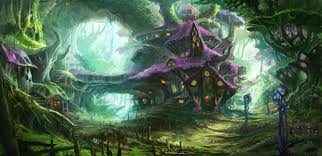 Wood Village Oum Bbae Fantasy Art Landscapes Fantasy Landscape Environment Concept Art