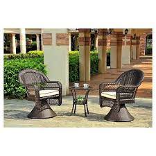 Charleston 3 Piece Wicker Patio Swivel Chair Chat Set Patio Conversation Set Patio Veranda Furniture