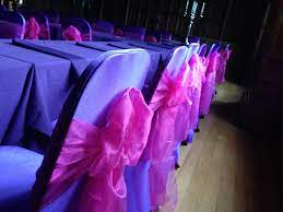 Purple Chair Covers With Hot Pink Sashes Pink Sash Purple Chair Chair Covers