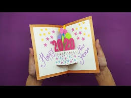 Handmade Happy New Year 2020 Card Idea New Year Pop Up Greeting Cards Crafts In 2020 Pop Up Greeting Cards New Year Cards Handmade New Year Card Making