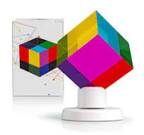 Amazon.com: Cubo de mezcla de colores con soporte de exhibición – 2  pulgadas (1.969 in) cian, amarillo y magenta acrílico prisma óptico  decoración de ...
