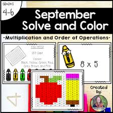 September School Solve And Color Multiplication And Order Of Operations