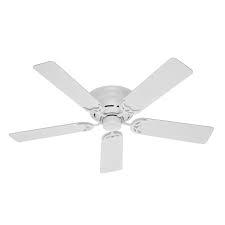 The company of casablanca ceiling fan has discontinued a number of ceiling fan models. Hunter 20803 White Low Profile Iii 52 5 Blade Flush Mount Ceiling Fan Blades Included Lightingshowplace Com