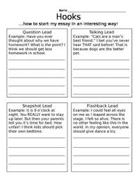 Writing Hooks Writing Hooks Middle School Writing Writing Lessons