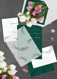 Lush Meadow Dark Green Invitation Green Wedding Invitations Wedding Invitations Greenery Wedding Invitations