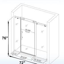 Shower without door for small spaces. á… Woodbridge Frameless Shower Doors 68 72 Width X 76 Height With 3 8 10mm Clear Tempered Glass In Matte Black Finish Woodbridge