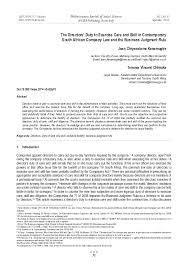 Pdf The Directors Duty To Exercise Care And Skill In Contemporary South African Company Law And The Business Judgment Rule Jean Kanamugire Academia Edu