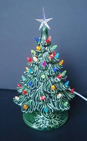 Ceramic Christmas Tree Lighted With Small Plastic Bulbs 8 Inch Size Ceramic Christmas Trees Vintage Style Light Christmas Memory