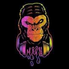 Gorilla Headphone Colorful Vector Illustration Vector Illustration Vector Art Illustration