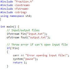 Solved #Include #Include #Include #Include "Fraction . H" | Chegg.com