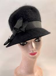 Black Women's Formal Hat, Wool Fashion Hat, Shagfelt Mourning Hat