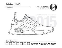 Adidas superstar sneakers coloring page. Adidas Nmd Sneaker Coloring Pages Created By Kicksart