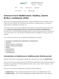 Selenium Form Webelement Textbox Submit Button Sendkeys Click Cyberspace Information Technology Management