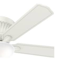 This brushed nickel 54 inch ceiling fan from the sola collection which can be used in wet locations, features integrated led lighting and flush mount installation. Hunter 54 Inch Fresh White Led Ceiling Fan With Light With Hand Held Remote 59549 Destination Lighting