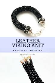 Flat viking knit with blue beads. How To Make Leather Viking Knit Bracelets Part 1 The Beading Gem S Journal