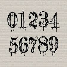 Gothic Grunge Numbers Typography Wall Decor Art By Digitalthings 1 00 Numbers Typography Tattoo Lettering Styles Number Tattoo Fonts
