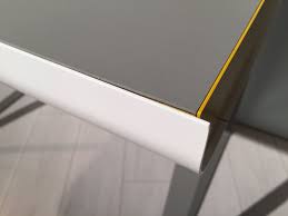 Detail Of Ps10 Secretary Table By The German Furniture Label Muller Mobel Forbo Furniture Linoleum Used In A Metal Frame Forb Linoleum Furniture Metal Frame