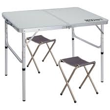 Redcamp 3 Ajustable Folding Table With 2 Chairs Centerfold Alumimum Portable Camping Table For Ourdoor Or Indoor Use White 3 X2 Walmart Com In 2020 Portable Picnic Table Folding Camping Table Aluminum