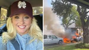 Alevler içindeki araçtan felçli adamı kurtaran genç kadın ABD'de kahraman  ilan edildi