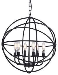 Raekor 20 Modern Round Sphere Black Iron Wire Frame Hanging Chandelier Light Contemporary Chandeliers By Pf Accessories