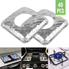 I also ordered the oven liner, but haven't tried to apply it yet. 40pcs Aluminum Foil Square Gas Stove Burner Covers Tsv Disposable Kitchen Stove Bib Liners For Kitchen Gas Range Top 8inches Gas Range Protectors Bibs Walmart Com Walmart Com