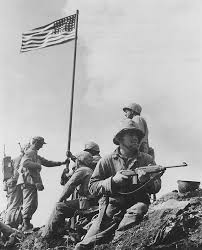 The First Flag Raising At Iwo Jima By Marines Of Easy Company 5th Marine Div Feb 23 1945 Iwo Jima Flag Battle Of Iwo Jima Iwo