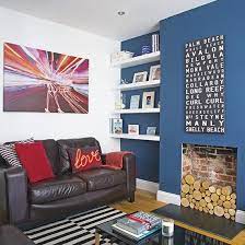 Another important thing for this kind of bedroom decor is to add more navy elements throughout the room, such as some throw pillows or the rug. Extended Middlesex Bungalow House Tour Ideal Home Blue Feature Wall Living Room Feature Wall Living Room Blue Feature Wall