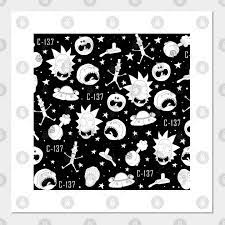 Buy 10 small stickers and save 50%. Black And White Rick And Morty Pattern Rick And Morty Poster Und Kunst Teepublic De