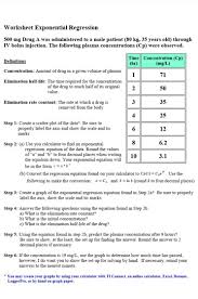 Hypothesize what half‐life is observations: Solved Worksheet Exponential Regression 500 Mg Drug A Was Chegg Com