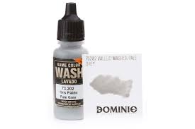 Vallejo game color washes range, water based formula, 17 ml eyedropper bottle. 73202 Vallejo Washes Pale Grey 17ml