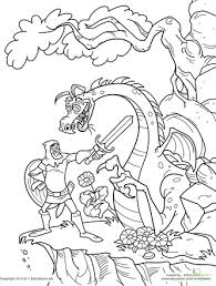 Knight And Dragon Worksheet Education Com Dragon Coloring Page Coloring Pages Castle Coloring Page