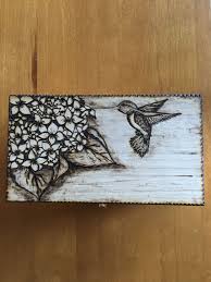 Pyrography Hydrangea And Hummingbird Wood Burning Crafts Wood Burn Designs Hummingbird Gifts