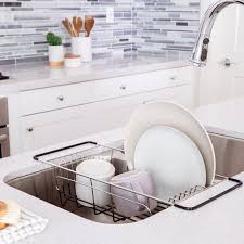 Kitchen sink dish rack for farmhouse sink. Stainless Steel Over The Sink Dish Drainer Bed Bath Beyond Kitchen Island With Sink Dish Rack Drying Sink Dish Drainer
