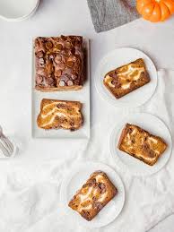 Pumpkin bread with chocolate chips. Pumpkin Chocolate Chip Bread With Cream Cheese Swirls Drive Me Hungry
