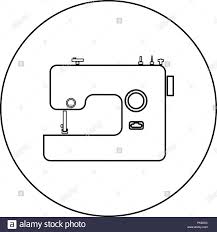 Laden Sie Dieses Alamy Stock Vektorgrafik Nahmaschine Symbol Farbe Schwarz Im Runden Kreis Umrisse Vektor I Pk62xc Aus Mill Vektorgrafik Schwarz Farbe Grafik